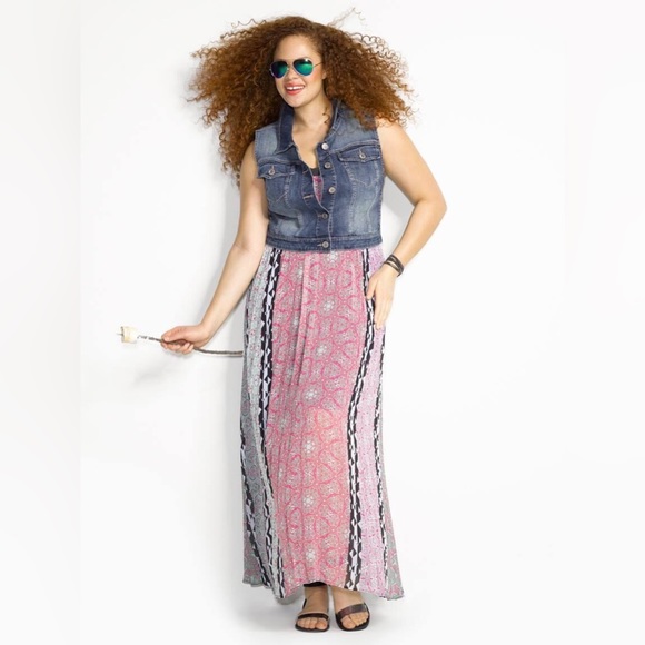 Lane Bryant Pleated Deco Maxi Dress Size 18/20 - Picture 5 of 6